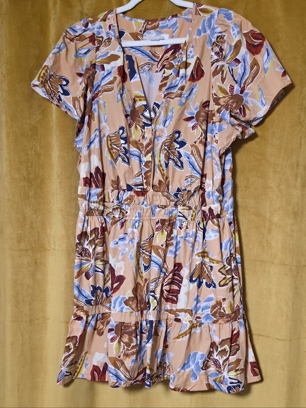 Anthropologie Peach Floral Mini Dress